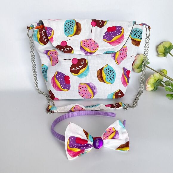 Girls Accessories Cupcakes Purse crossbody Bag & Headband Set - Picture 6 of 16